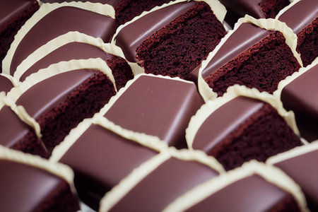 Delicious chocolate cakes close up. Selective focus. Toned. generative aiの素材
