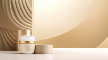 Cosmetic product, cream or lotion bottle mockup on podium background. generative aiの素材