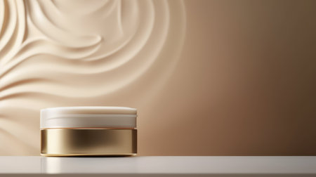 Luxury golden cosmetic cream bottle mockup. generative aiの素材