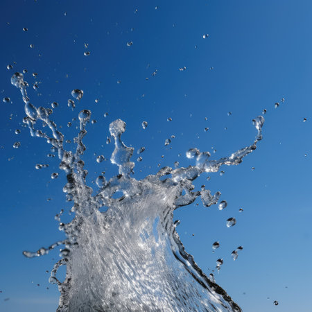 Water splash against the blue sky. Background image. Close-up. generative aiの素材
