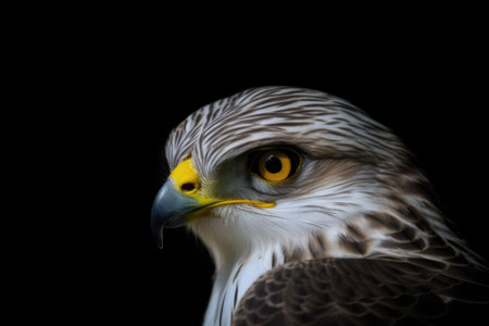 Portrait of a red-tailed hawk, isolated on black background. generative aiの素材