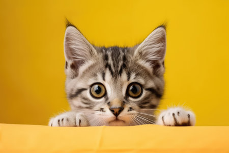 studio photography of a scottish straight shorthair cat on colored backgrounds. generative aiの素材