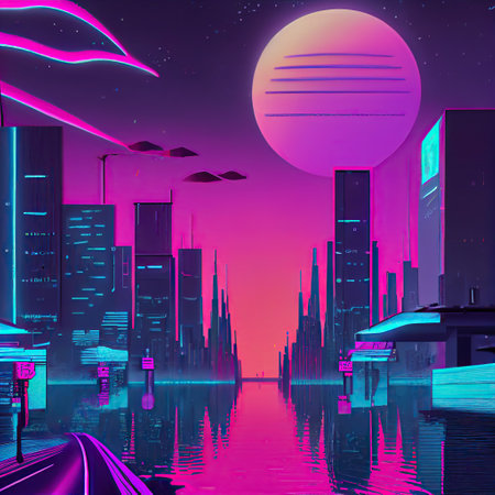Futuristic city at night. Futuristic city at night. generative aiの素材