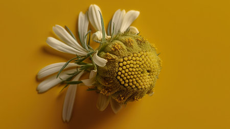 chamomile flower on yellow background, generative aiの素材