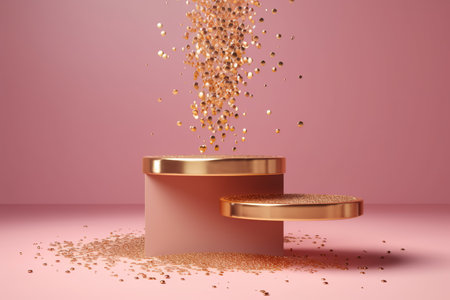 Podium and pedestal for cosmetic product presentation. generative aiの素材