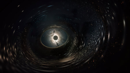 Black hole in space with stars and moon, generative aiの素材