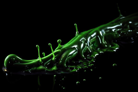 Splash of green paint on a black background. generative aiの素材