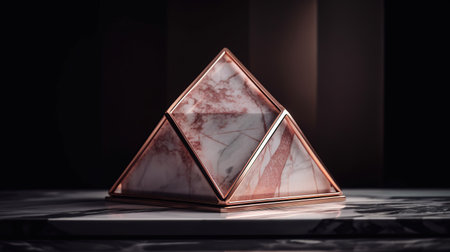 Triangular glass pyramid on a black background. generative aiの素材
