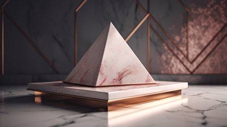 Abstract marble background with geometric shapes, pedestal for product presentation. generative aiの素材
