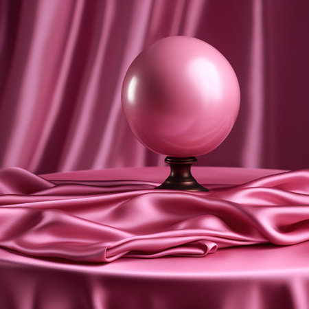 Abstract background with pink satin and glass ball. generative aiの素材