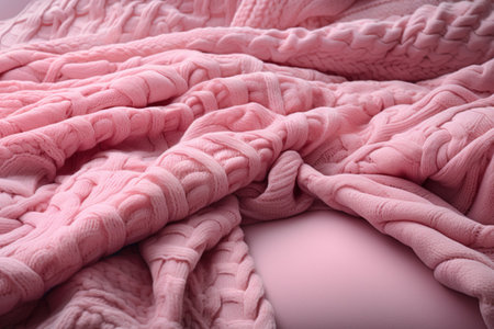 Pink knitted fabric as a background. Close up. Toned. generative aiの素材