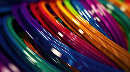Multicolored electrical wires close-up. generative aiの素材