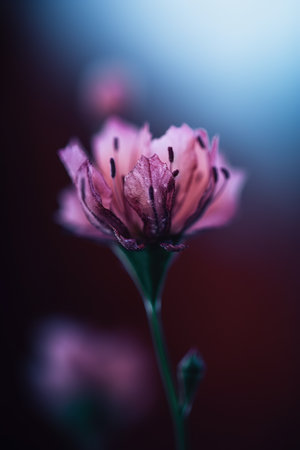 Purple chrysanthemum with dew drops on a dark background. generative aiの素材
