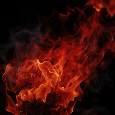 Fire flames on black background. Abstract blaze fire flame texture background. generative aiの素材