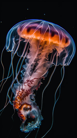 Beautiful jellyfish swimming in the water. Underwater world. generative aiの素材