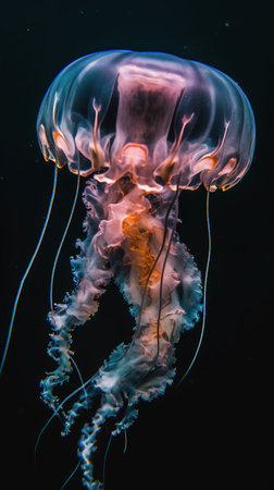 Beautiful jellyfish swimming in the water. Underwater world. generative aiの素材