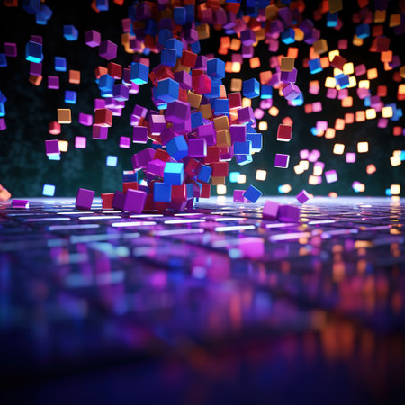 Abstract background with cubes in purple and blue colors. generative aiの素材