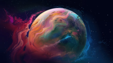 abstract galaxy background with blue, red, yellow and orange colors. generative aiの素材