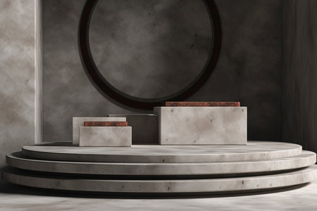 Abstract minimal geometric forms. Glossy marble podium for your design. generative aiの素材