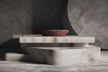 Abstract minimal geometric forms. Glossy marble podium for your design. generative aiの素材