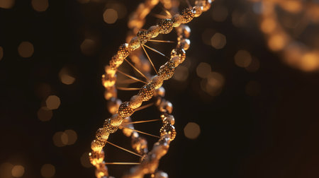 Digital illustration DNA structure in colour background with bokeh effect. generative aiの素材