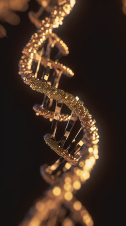 Digital illustration DNA structure in colour background with bokeh effect. generative aiの素材