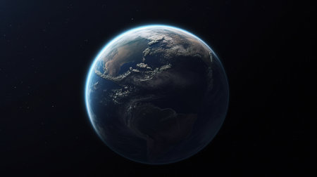View of the planet Earth from space during a sunrise. generative aiの素材