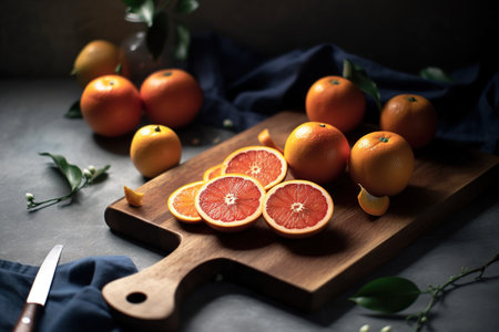 Variety of citrus fruit including lemons, lines, grapefruits and oranges. generative aiの素材
