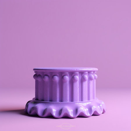 a purple pedestal on a pink background. generative aiの素材