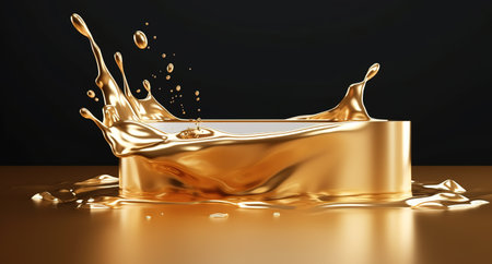 Gold metal podium with a splash of liquid. generative aiの素材