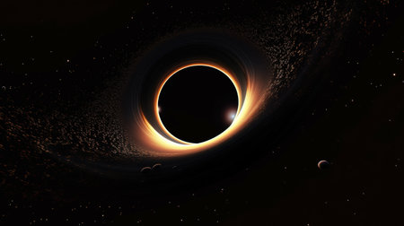 Abstract space background, stars and nebula, black holde. generative aiの素材