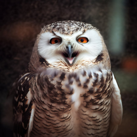 Portrait of a beautiful owl with orange eyes in the zoo. generative aiの素材