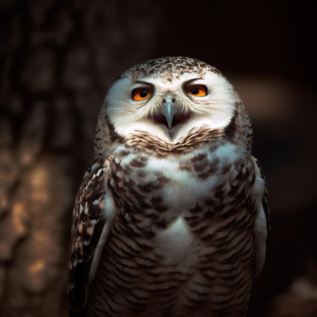 Portrait of an owl on a dark background. Toned. generative aiの素材