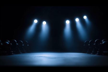 Stage Spotlight with Stage Podium Scene, Stage Spotlight on a Stage, Stage Background. gnerative aiの素材