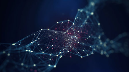 Abstract futuristic background with connecting dots and lines. generative aiの素材