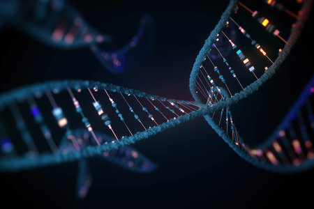DNA molecule structure, 3d illustration, horizontal. generative aiの素材