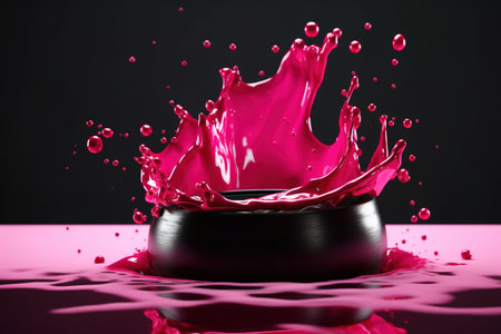 Splash of pink paint on a black background. generative aiの素材
