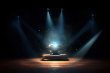 Empty stage with spotlights on dark background. generative aiの素材