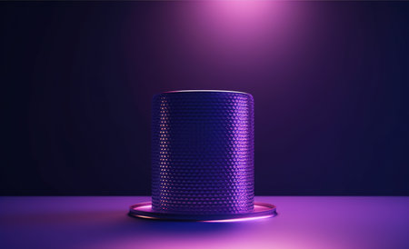 Purple perforated speaker on a purple background. AI Generativeの素材