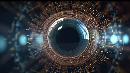 Abstract technology digital hi tech concept.Futuristic eye. AI Generativeの素材