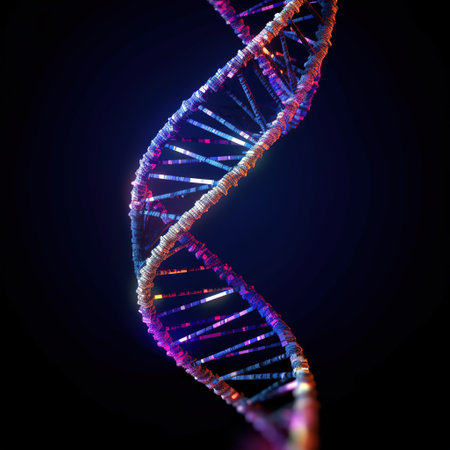 DNA helix on a dark background. AI generatedの素材