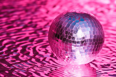 Disco ball on a pink background. Disco ball on a pink background. AI generatedの素材