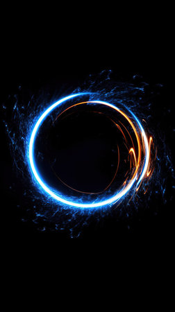 Abstract background. luminous swirling. Elegant glowing circle.  Sparking particle. Space tunnel. Glossy jellyfish. Colorful ellipse. Glint sphere. AI generatedの素材