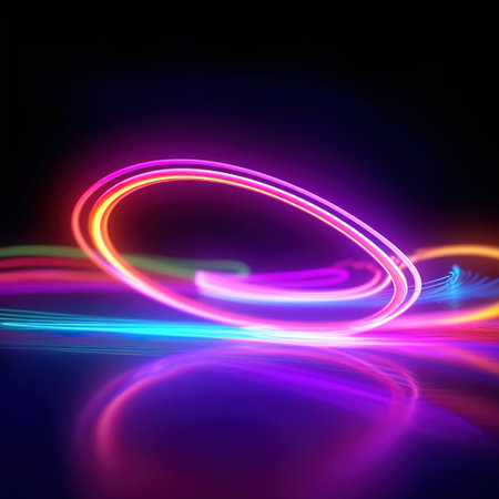 Abstract background. luminous swirling. Elegant glowing circle.  Sparking particle. Space tunnel. Glossy jellyfish. Colorful ellipse. Glint sphere. AI generatedの素材