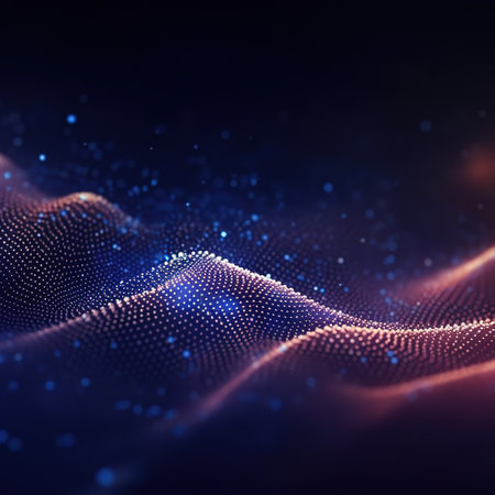 Glowing particles in empty space with depth of field and bokeh. AI Generativeの素材