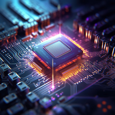 Circuit board close-up. AI generatedの素材