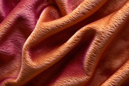 Crumpled pink and orange fabric as a background. Macro. AI Generatedの素材