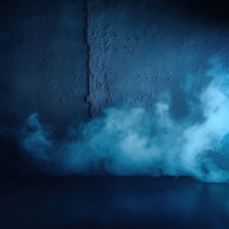 Blue smoke on a dark background. Abstract background with copy space. AI Generatedの素材