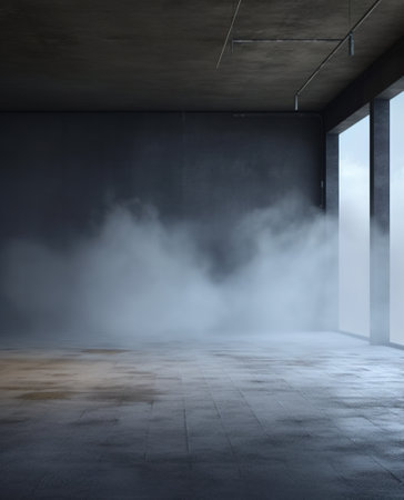 Empty room with concrete walls and floor. AI Generatedの素材