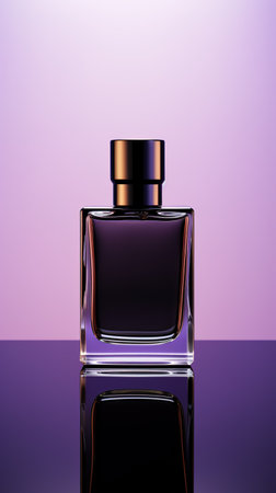 Perfume bottle on a purple background. AI generativeの素材